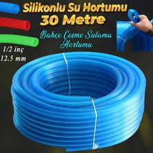 Starseven Bahçe Çeşme Su Hortumu Iç Çap 1/2 Naturel Silikonlu Sulama Araç Yıkama Hortum 30 Metre