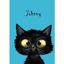 Starseven Johnny: Personalisiertes Notizbuch, Din A5, 80 Blanko Seiten Mit Kleiner Katze Auf Jeder Rechten