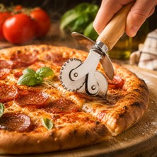 Starseven Paslanmaz Çelik Pizza Dilimleyici Pizza Kesme Aleti Çift Taraflı Çelik Hamur Pizza Tırtık