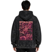 Sevbano Monkey D. Luffy One Piece Anime Baskılı Unisex Oversize Yıkamalı Premium Hoodie Sweatshirt
