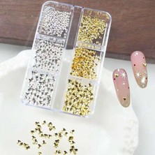 Starseven Dizayn 6 Grit Metal Tırnak Süsleme Charm Silver Gold Nail Charm Taşları WN-527