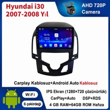 SBAID Hyundai I30 2007-2008 Yıl Dijital Klima Uyumlu 4GB Ram 64GB Rom Hafıza Android Kablosuz Carplay Navigasyon Multimedya 9 Inç Ekran Hediye Görüş Kamerası Hediye Çerçevesi