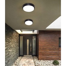 Starseven 15W Artos Siyah LED Nem Su Geçirmez Banyo Bahçe Balkon Tavan Duvar Lambası Beyaz Işık 6500K