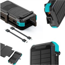 Starseven ASP-P20000HS 20000MAH Solar Powerbank, El Kranklı Şar, Type-C, Microusb, Şarj, LED Fener,
