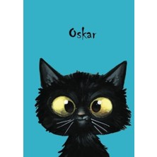 Starseven Oskar: Personalisiertes Notizbuch, Din A5, 80 Blanko Seiten Mit Kleiner Katze Auf Jeder Rechten Unt