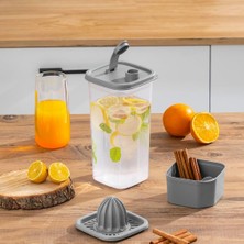 Starseven Porsima 1110 Sızdırmaz Kapaklı Sürahi - Matara & Limonluk, Şerbetlik, Suluk -Şeffaf Gri 2 L