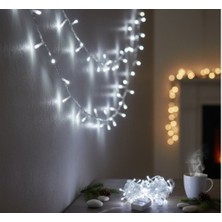 Ett Damla Uçlu Beyaz Işık Şeffaf Kablo  10M 100 LED