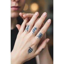 Starseven Gotik Harfler Yarı Kalıcı Parmak Dövmeleri Yapıştırma Geçici Dövmeler 12X7 cm