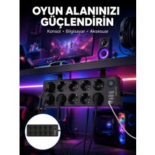 Twin Store USB Çıkışlı 10'lu Akım Korumalı Çoklu Priz Güç Dağıtıcı