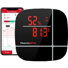 Starseven Thermopro TP90 Akıllı Iç Mekan Termometre Nem Ölçer, Sınırsız Menzilli Telefon Kontrollü