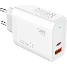 Starseven Zore Always-02 Gan Pd4.0 Usb-A Özellikli Seyahat Başlığı 45W Beya