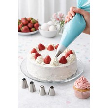 Starseven Profesyonel Pasta Cupcake Süsleme Seti, Krema Sıkma Torbası 6'lı Paslanmaz Duy Seti, Mutfak D