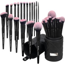 Starseven Bueart Adet Pro Deluxe Fuşya Pembe Siyah Makyaj Fırçaları Seti Seyahat Makyaj Fırçası Tut