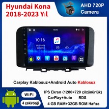 SBAID Hyundai Kona 2018-2023 Yıl Uyumlu 4GB Ram 32GB Rom Hafıza Android Kablosuz Carplay Navigasyon Multimedya 10 Inç Ekran Hediye Görüş Kamerası Hediye Çerçevesi