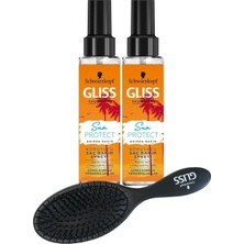 Starseven Schwarzkopf Gliss Sun Protect Saç Bakım Spreyi, 100 ml x 2 Adet, Saç Fırçası Seti Set.hnkl