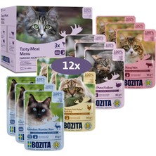 Starseven Bozita Et Soslu Atıştırmalık Çoklu Kutu 12 x 85 G Pouch - Kediler Için Porsiyon Torbasında Islak Ma