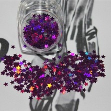 Starseven Tırnak Süsleme Işığı Yansıtan Parıltılı Yıldız Desenli Pul Nail