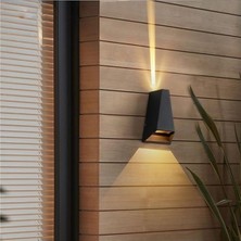 Starseven Malta Dekoratif Çift Yönlü LED Duvar Apliği - Siyah, IP54 Su Geçirmez, 3000K Gün Işığı, Cata Iç