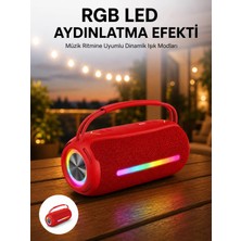 Twin Store 360 Rgb Led'li Taşınabilir Hoparlör – Kırmızı, Usb/tf Destekli