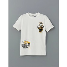 Lc Waikiki Yeni Sezon Bisiklet Yaka Smiley World Baskılı Erkek Çocuk Tişört