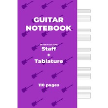 Starseven Independently Published Guitar Notebook. Sheet Music With Staff + Tablature: Purple Cover, White Pa