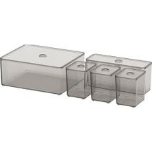 Starseven 5 Parça Kutu Seti, Füme Renk Makyaj-Takı-Kozmetik Düzenleme Kutusu 24X20X10CM