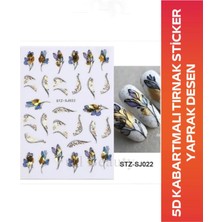 Starseven Fontenay 5d Kabartmalı Tırnak Sticker Nail Sticker Yaprak Desen STZ-SJ022 Çok Renkli