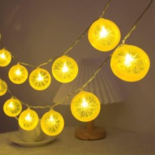 Starseven Limon Dilimi Şeklinde 10’lu LED Işık Zinciri – 2 Metre Dekoratif Sıcak Aydınlatma, Pil Il