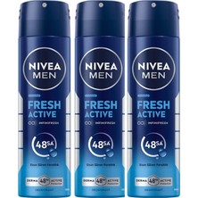 Starseven Nivea Men Erkek Sprey Deodorant Fresh 150 ml x 3 Adet, Ter Ter Kokusuna Karşı 48 Saat Deo