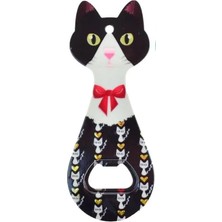 Starseven Miyav Şeklinde Mıknatıslı Şişe Kapak Açacağı, Buzdolabı Magnet Pembe, 5.5X14 Cm, Seramik Kapla