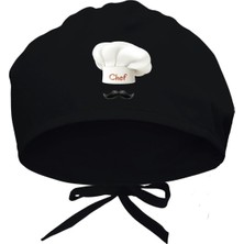 Starseven Bıyıklı Chef Baskılı Cerrahi Bone - Doktor Hemşire Bonesi Hastane Bonesi