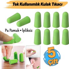 Starseven Tek Kullanımlık Kulak Tıkacı (5 Çift) 36 Db Pu Pamuk Tıkaç Gürültü Ses Önleyici Yüzme Su