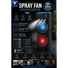 Twin Store Çift Başlıklı Sprey Fan Nemlendirici Renkli LED Işıklı Siyah