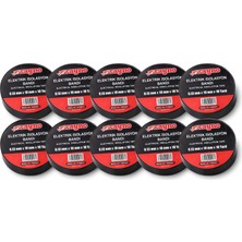 Starseven Rayno Elektrik Izolasyon Bandı 10’lu Set – 0.13 mm x 19 mm x 10 Yard – Siyah Elektrik Bandı – Profe