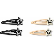 Starseven Yıldızlı Çıtçıt Toka Mix Set – 2’li + 2’li Siyah, Toplam 4 Adet Saç Tokası
