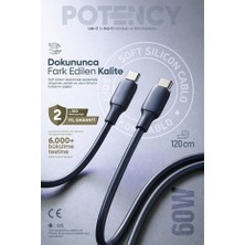 Starseven Pdateknoloji 60W Potency To Isıya Dayanıklı Data Kablosu 1.2m Siyah