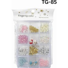 Starseven Fontenay Charm 3D Tırnak Süsleme Protez Tırnak Nail Süsleme Karışık Desenli Tg-85, Çok Renkli