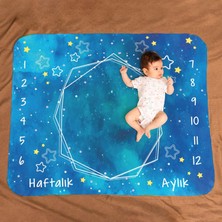 Starseven Hediyesepeti Uzay Macerası Baby Shower Hediyesi Fotoğraf Çekim Battaniyesi 100X120 cm