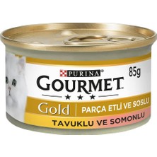 Starseven Gourmet Gold Parça Etli Somonlu & Tavuklu Yaş Maması, Yetişkin, 85 G