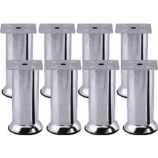 Starseven (8 Adet) Metal Krom 12 cm Baza Mobilya Koltuk Kanepe Yatak Çekyat Destek Yükseltme Ayağı Ayakları