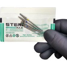 Starseven Freze Uç Sterilizasyon Zarfı Şeffaf - Mini Boy Indikatörlü Sterilizasyon Paketi 100MMX65MM (1