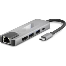 Uravas Store Type-C 3.0 Hub Pd Hdmı 4K 30Hz Lan 100M 5 Port 5 Gbps Gri HDX7831