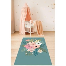 Starseven Pelangi Floral Çiçekli Bohem Tarz Yıkanabilir Kaymaz Taban Tutmaz Çocuk Odası Halısık,