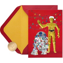 Starseven Papyrus Yıldız Savaşları Noel Kartları Zarflar, Droids To The World, R2D2 C3PO (12 Sayı)