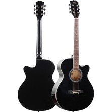 Starseven XC-200BK Kesik Kasa Siyah Akustik Gitar 4/4 Yetişkin Üst Segment