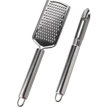 Starseven Paslanmaz Çelik El Rendesi Soyacak Oyacak Seti, 2 Parça, Beyaz, Ergonomik Tasarım, Gıda Güvenli