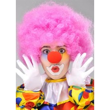 Starseven Pembe Renk Kıvırcık Afro Bonus Peruk Takma Saç Kırmızı Burun Seti
