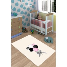Starseven Pelangi Balon Desenli Halı Dijital Baskı Yıkanabilir Kaymaz Taban Çocuk Genç Odası Halısı, B