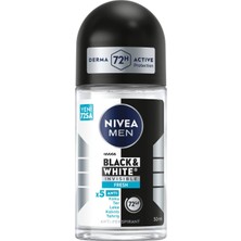 Starseven Nivea Men Erkek Roll On Deodorant Black&white Invisible Fresh 50 Ml,72 Saat Anti-Perspirant Terleme