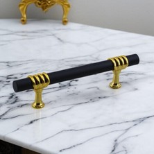 Starseven Eylül Mobilya Mutfak Dolabı Çekmece Dolap Kulpları Kapak Kulpu Kulbu Siyah Altın 128 mm Metal Kulp